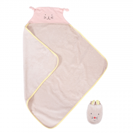 Moulin roty - les petits dodos sortie de bain chat rose