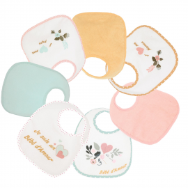 Lot de 7 bavoirs Trois Kilos Sept - Bébé d'amour rose