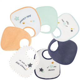 Lot de 7 bavoirs Trois Kilos Sept - Bébé d'amour bleu