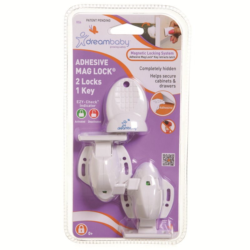 Bloque Placard Dreambaby Mag Lock Adhésif - 4 verrous de protection adhésif  + 1 clé