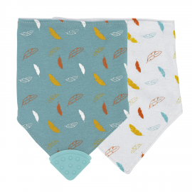 Trois kilos sept - lot de 2 bavoirs bandana indien avec anneau dentition