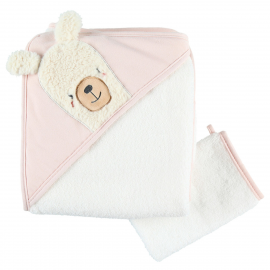Cape de bain + gant de toilette Noukie's Moris & Sacha - Rose