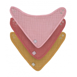 Lassig -  bandana muslin/terry 3pcs rose/rosewood/mustard